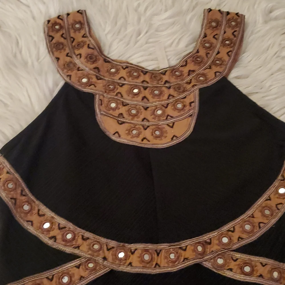 Free People Embellished Cutout Black Mini Dress – Size Small